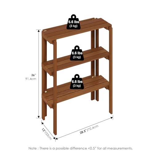Furinno TIOMAN Plant Shelf, 3-Tier Plant Stand, Display Shelf, for Multiple Plants, Plants Pot, Easy Toolless Assembly, Patio, Balcony, Garden, Natural