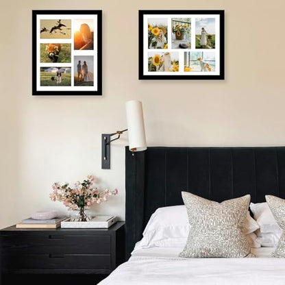 JCJMY 4x6 Collage Picture Frame, Display 5 Pcs 4x6 Photos with Mat or 11x14 Picture without Mat, Five Opening 4x6 Collage Frame for Wall Hanging, Lightweight 4 x 6 Multi Pictures Frame, Black - color: Black