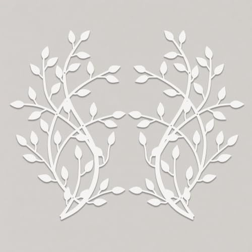 Meltset Metal Tree Leaf Wall Decor, Vine Olive Leaf Branch Wall Art,Wrought Iron Artwork, Decorative Wall Sculptures Above The Bed, Living Room, Indoor and Outdoor (S/White) - color: White, size: 15" L x 9.8" W