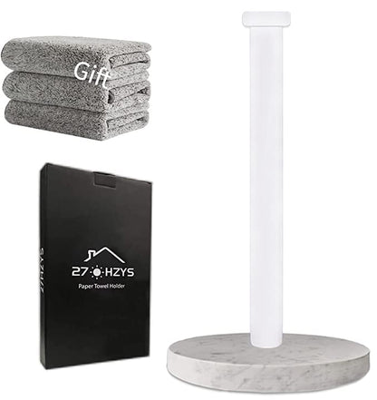 Paper Towel Holder Countertop, Standing Paper Towel Roll Holder for Kitchen Bathroom, with Weighted Marble Base for One-Handed Operation (White), White Marble Paper Towel Holder - color: White-aa
