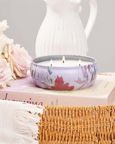 M&SENSE Strawberry Poundcake Scented Candle 12 oz | Triple Wick, 40 Hour Long Burn, Non-Toxic,100% Natural Soy Wax, Stress Relaxing Aromatherapy Candle Gift for Women Men - color: Strawberry Poundcake