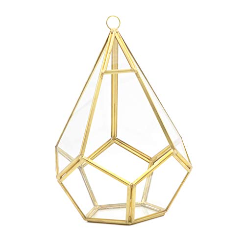 Five-Sided Rhombus Glass Rack Geometric Succulents Terrarium Suitable for Desktop Decoration Large Clear Moss Planter Jewellery Boxes Beads Storage Display Case Organizer Desk Jewelry Box Gothic Bowl - color: Gold