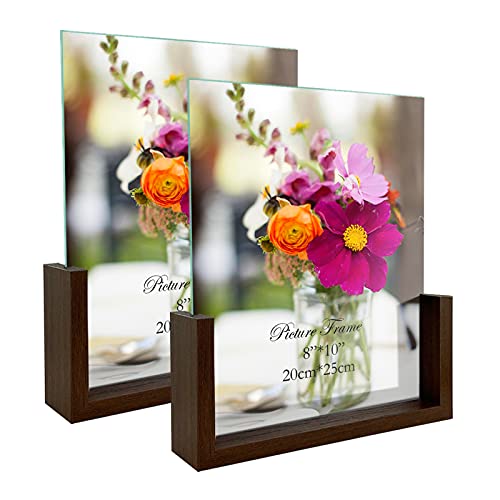 RLAVBL 8x10 Picture Frame Set of 2, Rustic Glass Photo Frames with Base for Tabletop Display - size: 8x10
