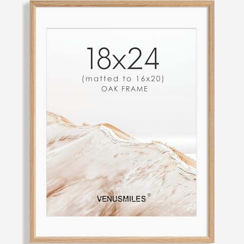 18x24 Poster Frame Natural Solid Oak Photo Frames with 16x20 Removable Mat Wall Hanging Large Handcrafted Frame with HD Plexiglass Wall and Tabletop Display Large Picture Frame - color: Oak, size: 18X24,1P