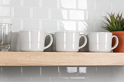 Double Line 3.75"/12 oz Mug, Set of 6, White - color: White, size: 12 Ounces