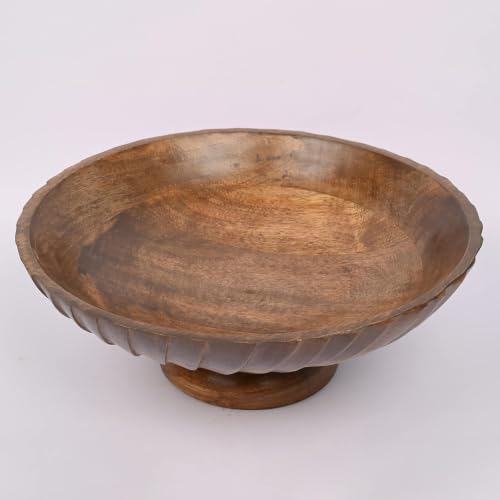 Fruit Bowl Wooden Fruit Bowl for Kitchen Counter for Home Decor or Decorative Fruit Bowl for Table (12" X 12'" X 4.75")
