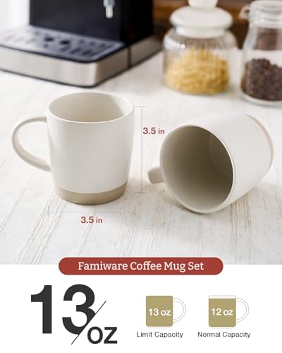 famiware Coffee Mugs Set of 4, Milkyway 13 oz Ceramic Cup Set with Handle | Stoneware Mug Set for Tea, Coffee, Latte, Cappuccino, Cocoa, Microwave and Dishwasher Safe, Matte White - color: Milkyway-Matte White, size: 4 Count (Pack of 1)
