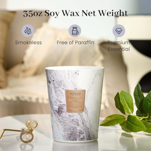 M&SENSE Extra Large Summer Candle 35oz 150H Summer Night Scented Candle, 3 Wick Highly Scented Jar Candle, XL Candles Gift for Stress Relief, Meditation, Yoga - color: SummerNight, size: Large