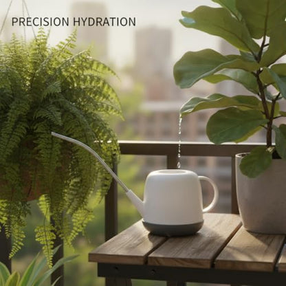 Long Spout Watering Can for Indoor Plants, Durable PP Plastic Pot Waterer with Precision Flow Control for Hanging Baskets and Dense Foliage - color: White