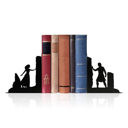 Couple Decorative Bookends Metal Magic Book Ends for Shelves | Bookshelf Decorative Objects Home Office Desk Bookshelf Decor