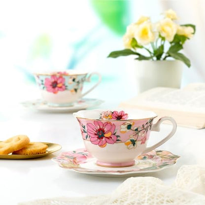 Coffee Cup Set Ceramic Coffee Cup and Saucer Flower Tea Cup Afternoon Tea Set Creative Gift Box Gift