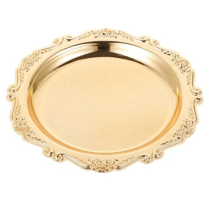 SEWACC Elegant Golden Serving Tray 7.87In Round Snack Serving Platter for Food Desserts Jewelry Display Trinket Dish for Entertaining - color: Golden