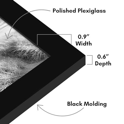 Americanflat 5x5 Picture Frame 5-Pack - Slim Molding - Black | Polished plexiglass front, wall or tabletop display with included easel, triangle hangers included, secure turn-tab backing - color: Black, size: 5x5