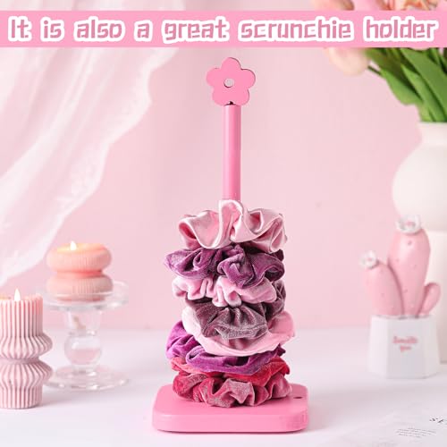 Leinuosen Pink Flower Paper Towel Holder Coquettish Cute Flower Wooden Paper Towel Holder Pink Bathroom Countertop Accessories Kitchen Roll Stand Organizer Standing Apartment Decor Housewarming Gift - style: Flower