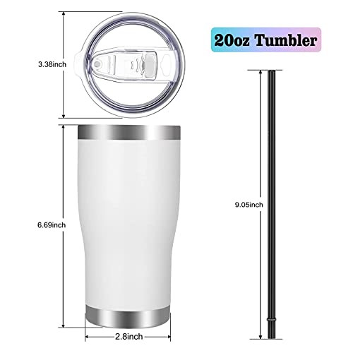 VEGOND 20oz Tumbler Stainless Steel Tumbler Cup with Lid And Straw Vacuum Insulated Double Wall Travel Coffee Mug(White 6 Pack) - color: White, size: 6 Count (Pack of 1)