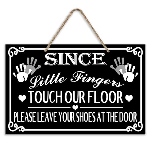 Please Remove Your Shoes The Door Sign, Black Farmhouse Shoes Off | Wood Front Hanger Outdoor Porch House Decor, No Shoes Rustic Wooden Wreath Indoor Wall Home Hanging Decoration - color: Remove Shoes