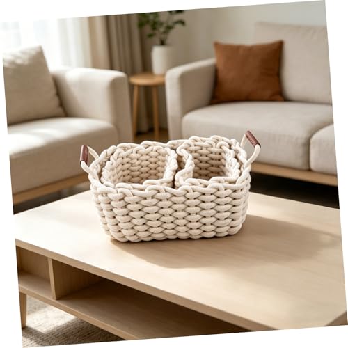 Nordic Woven Storage Baskets Thick Cotton Rope Nested Bins Versatile Organizers for Toys Clothes and Home Decor Set of 3