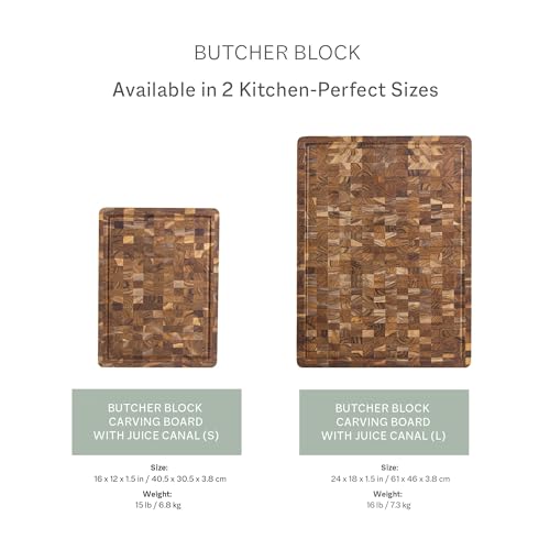 Teakhaus Butcher Block Carving Board - Medium Thick Cutting Board with Juice Groove - Holiday Gift Ideas for Men and Women - Gift-Ready End Grain Wood, Knife Friendly - FSC Certified - color: With Juice Groove, size: Medium (16 inch x 12 inch x 1.5 inch)