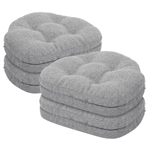 baibu Windsor Chair Cushions Set of 4, Dual-Layer Patented Design Memory Foam Windsor Seat Pads, Kitchen Dining Chair Cushion with Ties & Washable Cover, 17x 15.5 x 3.5in, 4 Pack, Grey - color: Grey, size: 4 Count (Pack of 1)