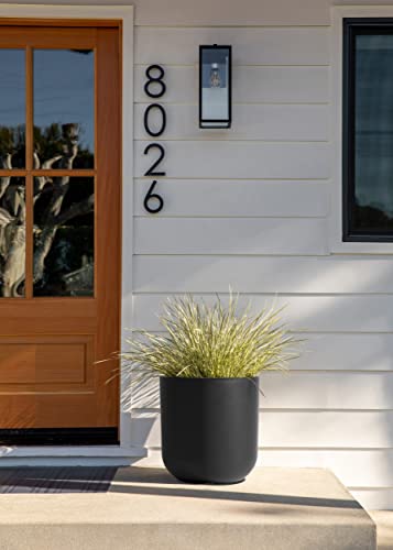 Veradek Round Black Plastic Planter Pots for Indoor/Outdoor Garden Use, with Drainage Holes, Suitable for Small to Large Succulent Plants, Flowers, Modern Interior Plants | Made From a Durable Plastic-Stone Composite With Pre-Drilled Drainage Holes. Moder