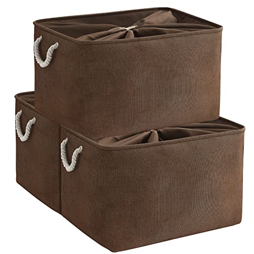 Organization and Storage for Organizing - Extra Jumbo 3 Pack 20.5x15.7x13.8 inch Fabric Storage Bin for Shelves, Storage cubes for Decorative Shoes Towel Blanket Closet (Brown) - color: Brown, size: 3PCS/Extra Jumbo - 20.5Lx15.7Wx13.8H