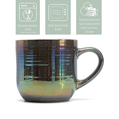 Elanze Designs Glossy Reactive Glaze Large 17 Fluid Ounce Everyday Kitchen Food Grade Ceramic Stoneware Coffee Mug Cup with Comfort Curved Handles, Set of 4, Black - color: Black