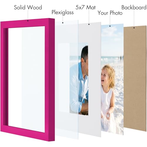 Vittanly Solid Wood 8x10 Picture Frames Set of 4, Rose Red | 5x7 Picture Frame with Mat, Gallery Wall Frame Set, 8 x 10 Frame for Wall & Tabletop Display, Family, Pet, Christmas - color: Rose Red, size: 8x10