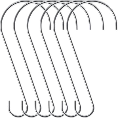 Hotop 6 Pieces 18 Inch Heavy Duty Big S Hooks Bird Feeder Rustproof Garden Stainless Steel Hook for Tree Branch, Kitchen, Bird House, Plants, Baskets, Lanterns and Bicycles(Silver) - color: Silver, size: 18 Inch