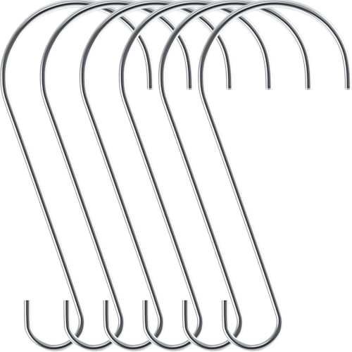 Hotop 6 Pieces 18 Inch Heavy Duty Big S Hooks Bird Feeder Rustproof Garden Stainless Steel Hook for Tree Branch, Kitchen, Bird House, Plants, Baskets, Lanterns and Bicycles(Silver) - color: Silver, size: 18 Inch