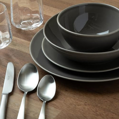Larder & Vine Stoneware Dinnerware Set, 16 Piece, 4 Place Settings, Made in Portugal, French Gray - color: French Gray