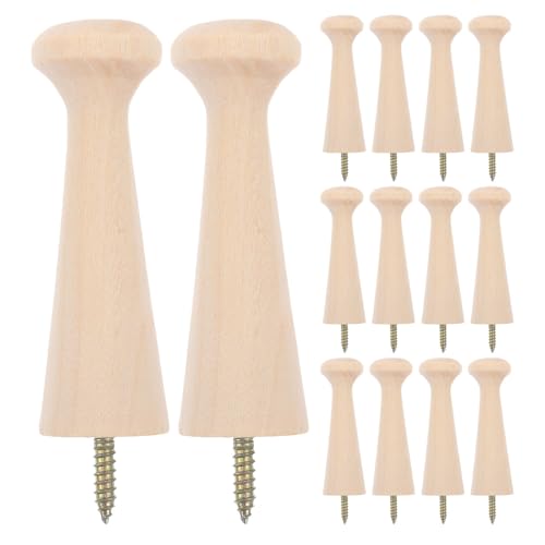 24pcs Wooden Coat Hooks for Wall and Door Back Installation, Smooth Surface Finish Beige Wood Pegs for Hanging Jackets and Purses, Minimalist Multipurpose Coat Rack Hooks