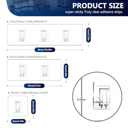 14 Pack Shower Caddy Replacement, Strong Hooks, No Drilling Shower Shelf, Hooks for Caddy, Soap Holder and Kitchen Racks - color: Transparent-Upgrade 14Pack