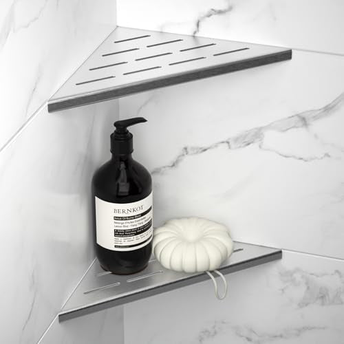 8'' Corner Shower Shelf 2PCS | 304 Stainless Steel Bathroom Shelves for Tiled Wall, Grout in Shelf, Silver - color: Silver, size: 8''