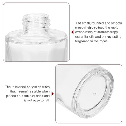 HARFINGTON 80ml/2.7oz Empty Glass Diffuser Bottle 3.4" x 2" Refillable Fragrance Accessories Aromatherapy Jar Container for Replacement Reed Diffuser DIY Home Bathroom Transparent - size: 2.7 Ounces