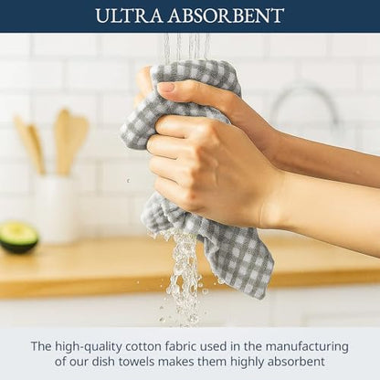LANE LINEN Cotton Kitchen Towels Set, 4-Pack – Absorbent, Quick-Drying Dish Towels, Tea Towels, 18" x 28" - Slate Grey - color: 08: Slate Grey, size: 18''x28" - 4 Pack