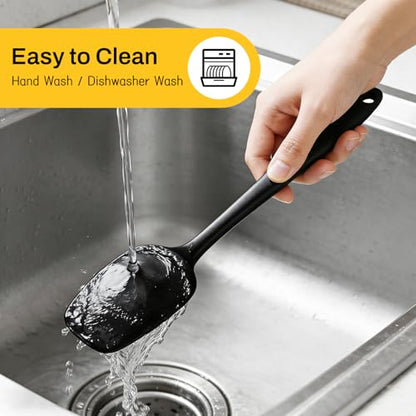 NileHome Silicone Spatula Set, 6 Pieces Food Grade Kitchen Utensils with Silicone Brush Heat Resistant Up to 600°F Dishwasher Safe BPA-Free Rubber Spatula for Scraping, Baking, Cooking, Mixing-Black | Food-Grade Material,Heat Resistant Up to 600°F,Dishwas