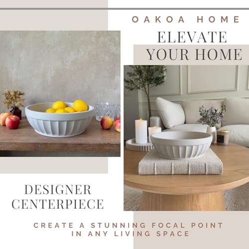 OAKOA Concrete Bowl - Cement Bowl for Coffee Table - Decorative Fruit Bowl | Key Bowl for Entryway Table - Organic Modern Home Decor - Purse Bowl - Stone Fruit Bowl - Centerpiece Bowl
