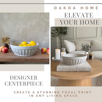 OAKOA Concrete Bowl - Cement Bowl for Coffee Table - Decorative Fruit Bowl | Key Bowl for Entryway Table - Organic Modern Home Decor - Purse Bowl - Stone Fruit Bowl - Centerpiece Bowl