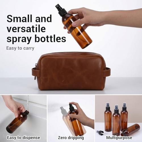 Fumusae 26 Pcs 8 oz Spray Bottles Fine Mist Cleaning Bottles, Amber Empty Plastic Travel Sprayer, Refillable Liquid Containers for Liquid Hair Oil Shampoo Lotion (8 oz,Amber)