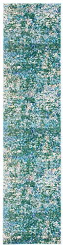 SAFAVIEH Madison Collection 2'2" x 10' GreenTurquoise MAD471Y Modern Abstract Non-Shedding Entryway Foyer Living Room Kitchen Runner Rug - color: Green/Turquoise, size: 2'2" x 10' (Runner)