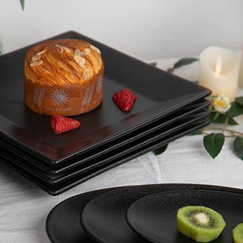 vicrays Large Oval Serving Platters, 16"/14"/10" Porcelain Serving Platters for Party, BBQ,Stackable Serving Trays Serving Plates for Appetizers, Sushi, Restaurant, Set of 3 (Black)` - color: Black