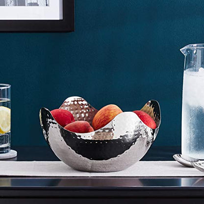 Elegance Hammered 10-Inch Stainless Steel Wave Serving Bowl, 10" x 10" x 5" - size: 10" x 10" x 5" (Single)