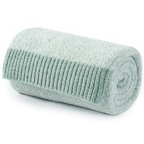 Carriediosa Heather Throw Blanket 60x80, 400GSM Ultra Soft Microfiber | Sage Green, Fuzzy Fluffy Cozy Plush Knit Knitted Throws, Lightweight Cute Preppy Fall Blankets for Couch, Bed - color: Heather - Sage Green, size: 60" X 80"