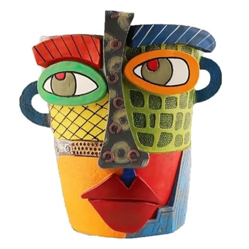 Picasso Brutalist Abstract Beauty Face Flower Pot Acolorful Art Resin Handmade Face Planters Pots Head for Home Art Decor Balcony Ornaments (Modern), RCZED152 - color: Modern