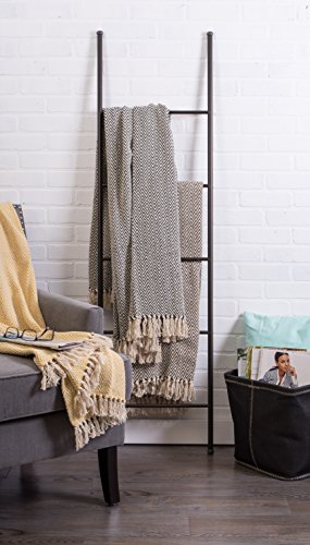 DII Chevron Throw Collection Handloomed Cotton, 50x60, Dark Brown - color: Dark Brown, size: 50x60"