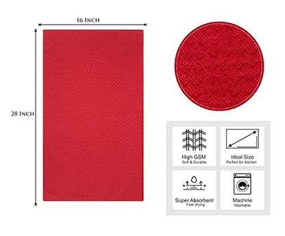 COTTON CRAFT Amazing Kitchen Towel - 12 Pack 100% Cotton Waffle Terry Towel | Red - 16x28 inch Euro Café Waffle Weave Dish Towels - Soft Absorbent Quick Dry Low Lint Reusable Pantry Bar Cleaning Cloth - color: Red, size: 12 Pack