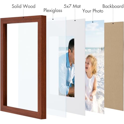 Vittanly Solid Wood 8x10 Picture Frames Set of 4, Brown | 5x7 Picture Frame with Mat, Gallery Wall Frame Set, 8 x 10 Frame for Wall & Tabletop Display, Family, Pet, Christmas - color: Brown, size: 8x10