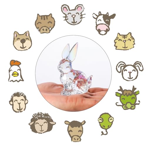 Crystal Rabbit Bunny Figurine Collectibles Spring Easter Bunny Zodiac Decorations Glass Art Animal Paperweight Easter Home Decor Creative Gift