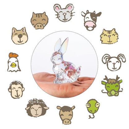 Crystal Rabbit Bunny Figurine Collectibles Spring Easter Bunny Zodiac Decorations Glass Art Animal Paperweight Easter Home Decor Creative Gift
