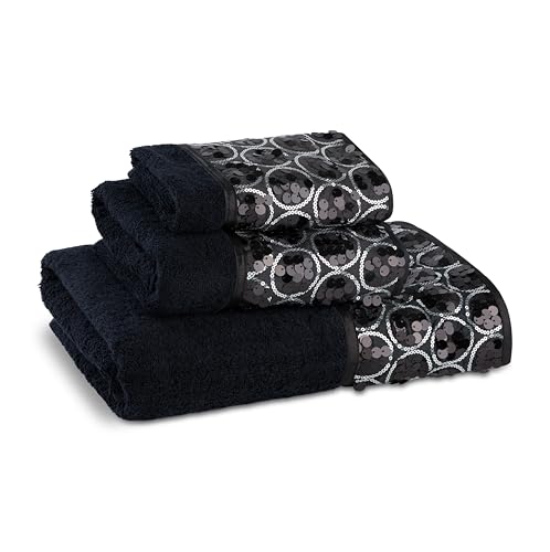 Zahari Home Sinatra 3 Piece Bathroom Towel Set Bath Towel Hand Towel Wash Cloth Absorbent, Black - color: Black